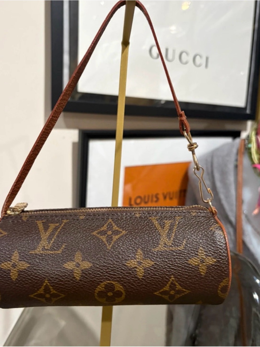 Authentic MINI Louis Vuitton Wristlet Brown Monogram Louis Vuitton papillon bag